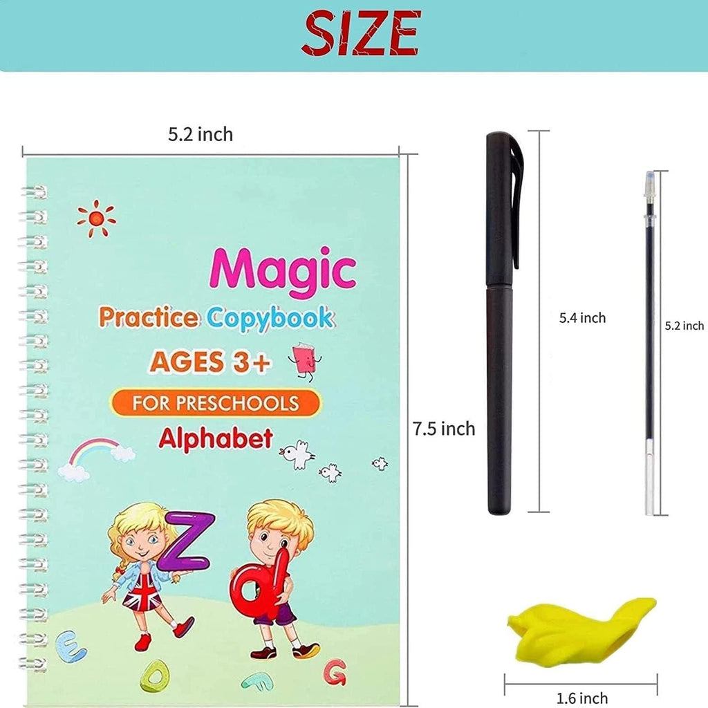Magic Handwriting Practice Book for Children – Tracing Letters, Numbers & Drawing with Auto-Erase Ink Pen