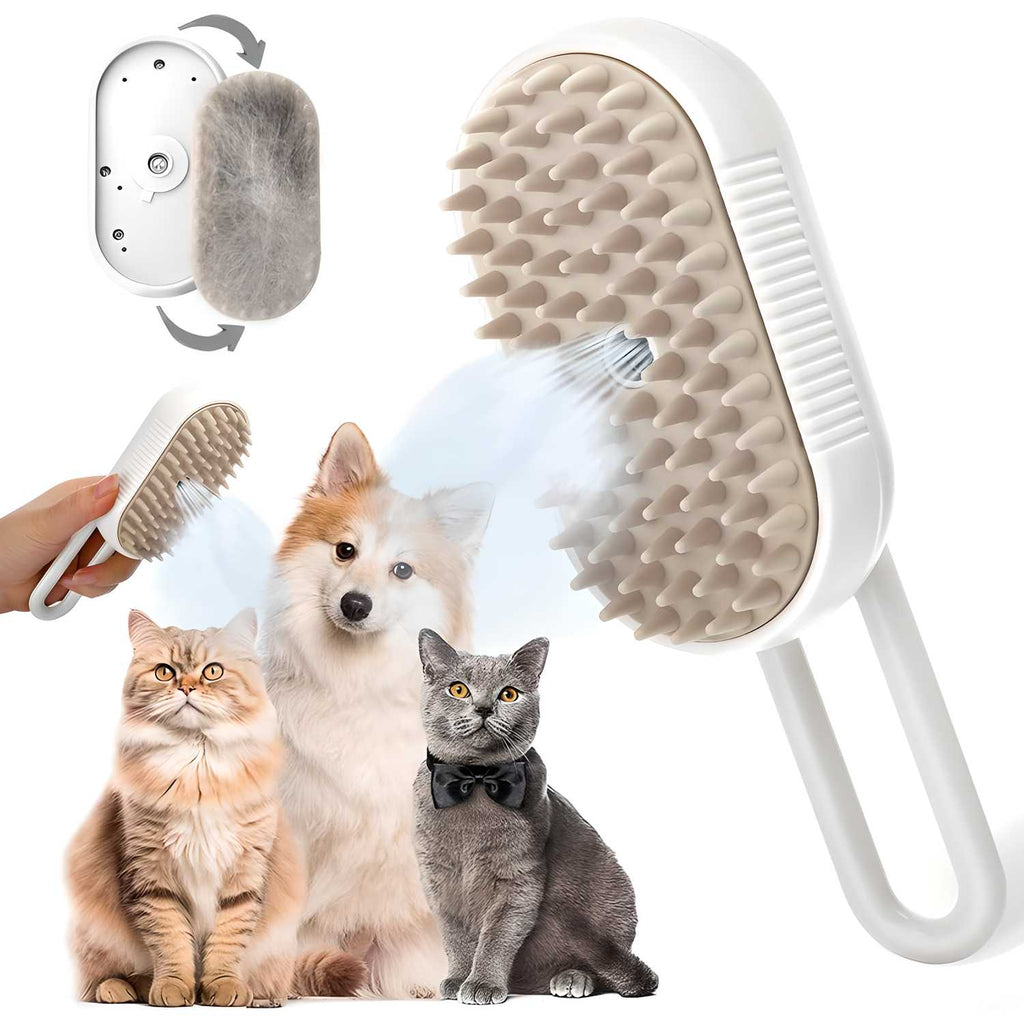 3-in-1 Pet Steam Grooming Brush for Dogs & Cats