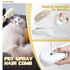 3-in-1 Pet Steam Grooming Brush for Dogs & Cats