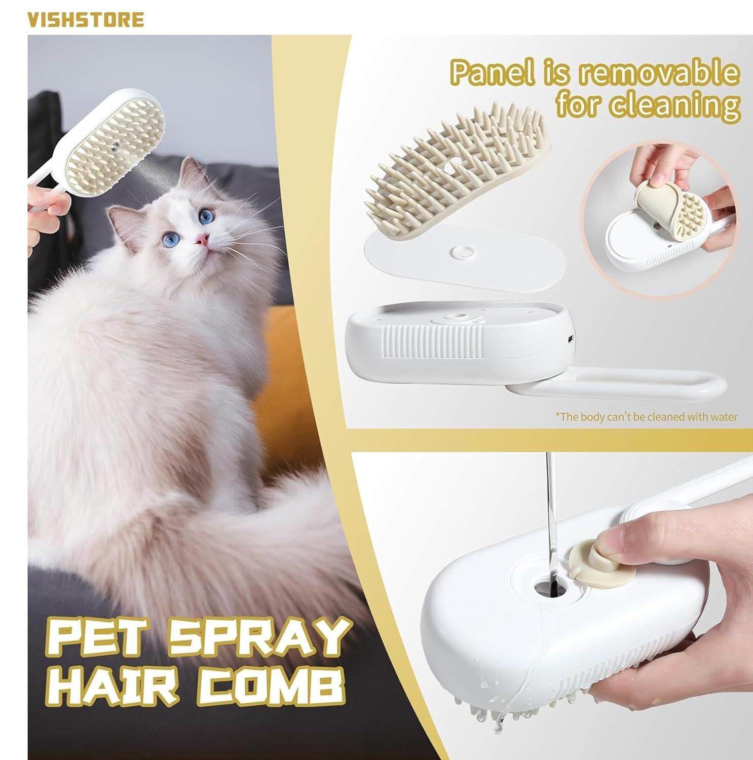 3-in-1 Pet Steam Grooming Brush for Dogs & Cats