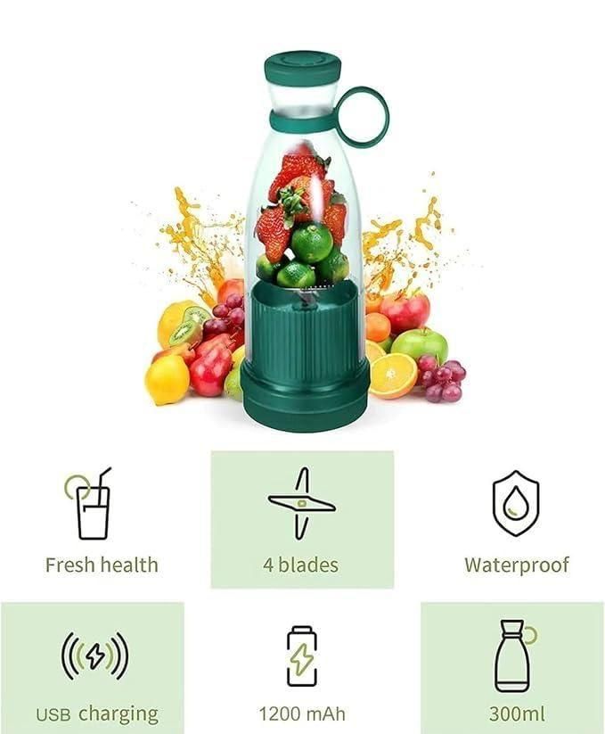Portable Rechargeable Juicer Blender Bottle | USB Smoothie Maker for Travel, Gym & Office