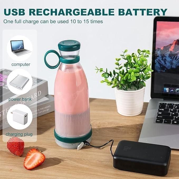 Portable Rechargeable Juicer Blender Bottle | USB Smoothie Maker for Travel, Gym & Office